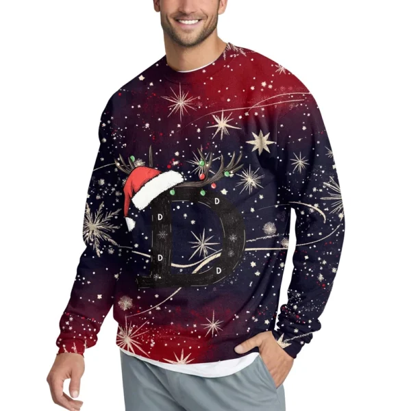 Men's Casual Fashion Comfortable Christmas Printed Round Neck Pullover - Image 12