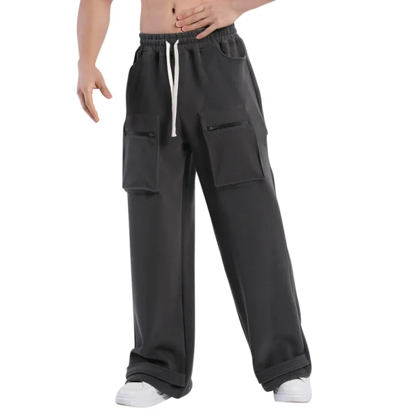 Men's Casual Sports Pants Loose Long Panel Fitness Running Cargo Sweatpants - Image 5