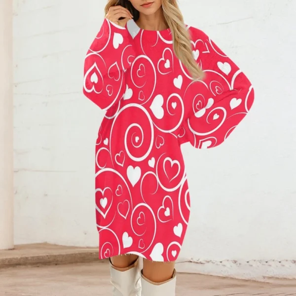 Women's Round Neck Casual Long Sleeve Valentine's Day Plush Gradient Plaid - Image 28