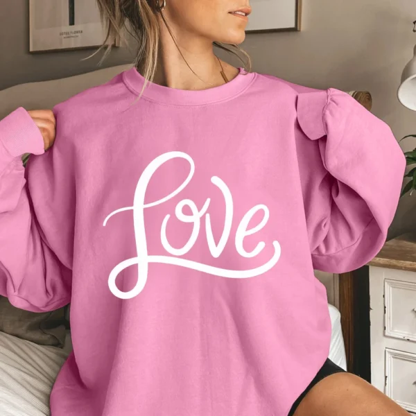 Women's T-shirt Tops Loose, Fashionable And Casual  Valentine's Day Print Round - Image 22