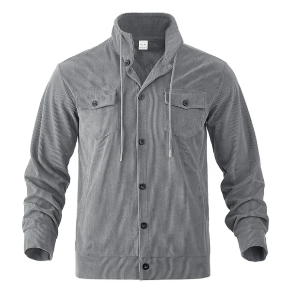 Men's Solid Color Corduroy Lapel Jacket Men's Retro Multi-Pocket Work Jacket - Image 26