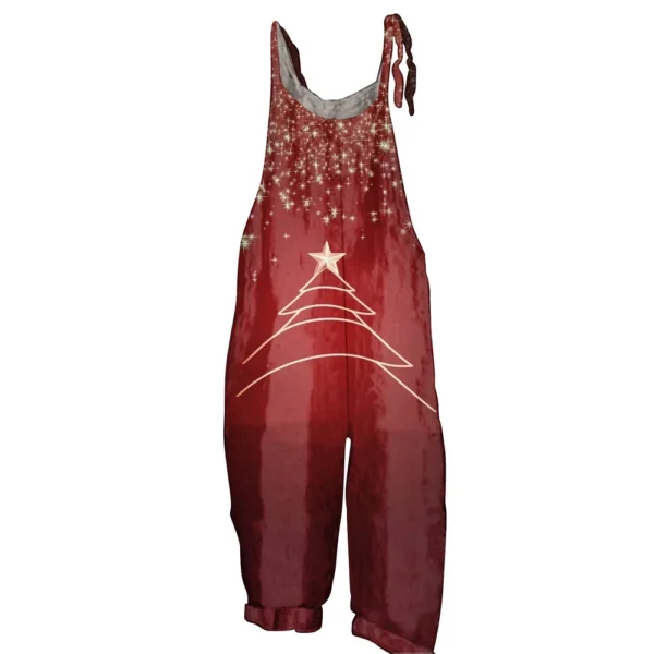 Women's Shoulder Strap Vintage Casual Print Christmas Jumpsuit Loose - Image 29