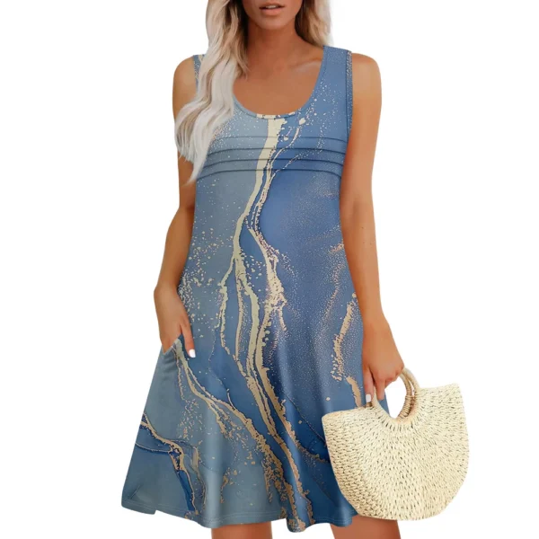 Womens Summer Dresses Loose  Sleeveless Sundresses Dress With Pockets - Image 25