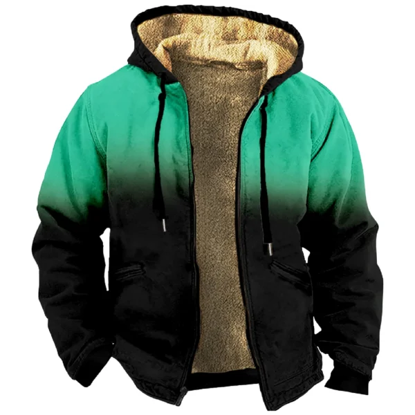 Men's Winter Print Jacket Men's Casual Trend Zipper Hooded Jacket - Image 25