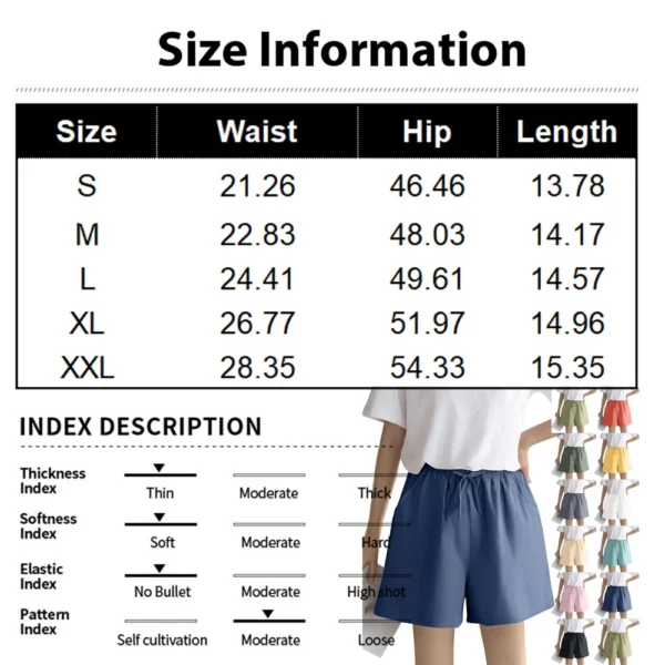Women's Solid Color Linen Cotton Hemp Casual Sports Casual Shorts Pants - Image 2