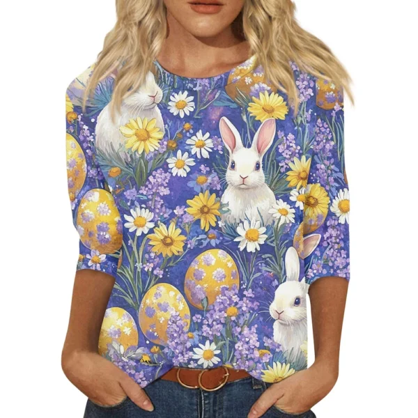 Women's Loose Printed Casual Round Neck Short Sleeved Daily Fashion T-Shirt - Image 41