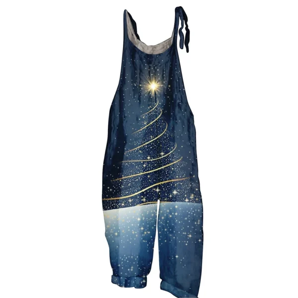 Women's Vintage Loose Christmas Casual Shoulder Strap Jumpsuit Print - Image 4
