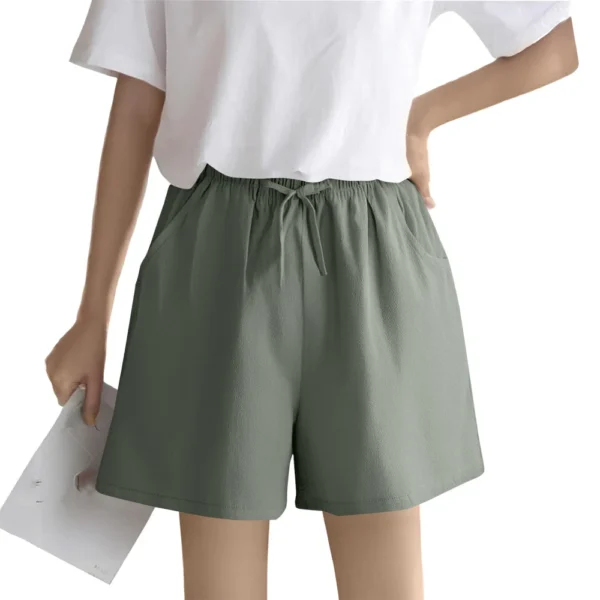 Women's Solid Color Linen Cotton Hemp Casual Sports Casual Shorts Pants - Image 5