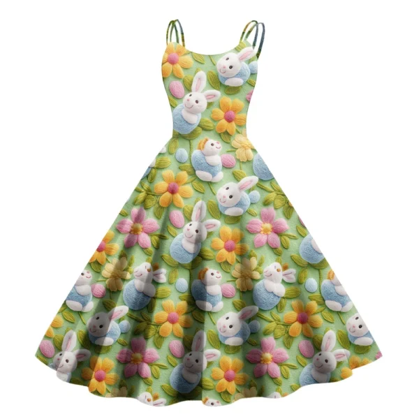 Women's Casual Fashion Print Sexy Off Shoulder Punk Retro Dress Retro Dress - Image 25