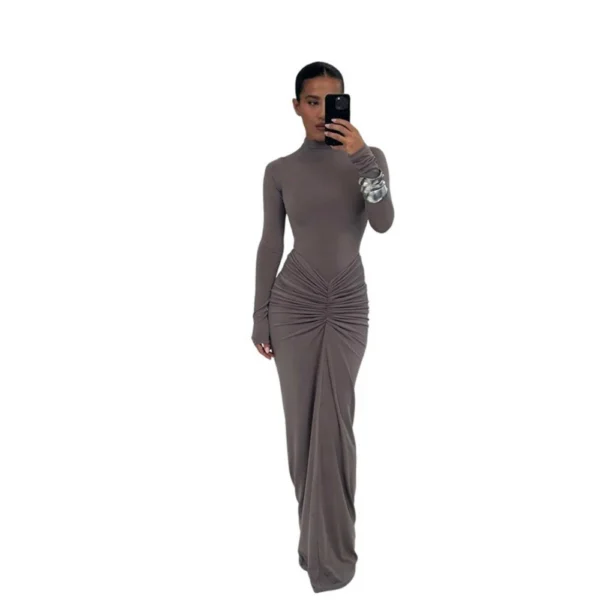 Women's sexy solid color temperament dress - Image 5