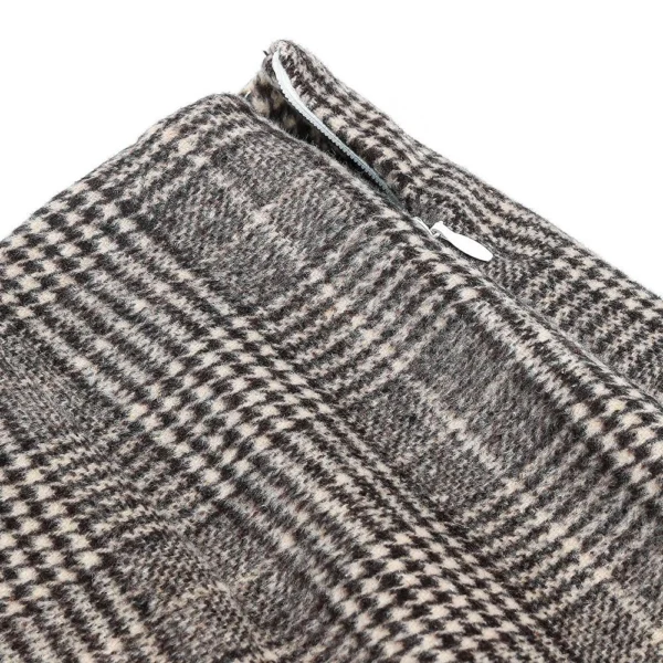 Womens High Waist Plaid Skirt Bodycon Pencil Wool Mini Skirts - Image 6