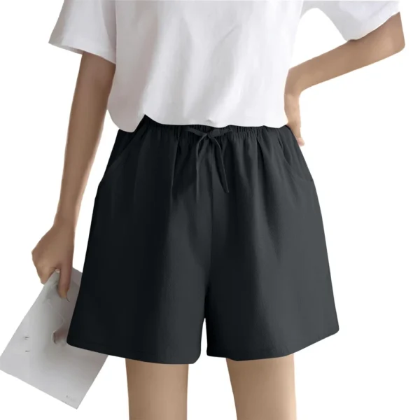 Women's Solid Color Linen Cotton Hemp Casual Sports Casual Shorts Pants - Image 4