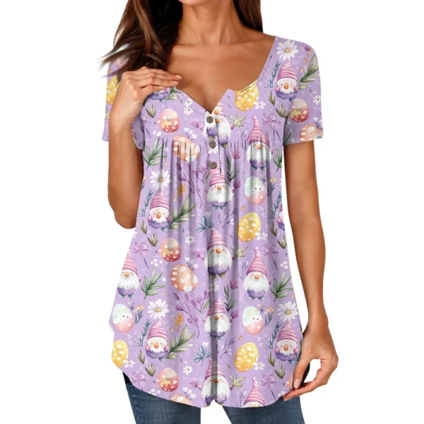 Women's Short Sleeved Fashion Printed Daily Round Neck Loose Casual T-Shirt - Image 32