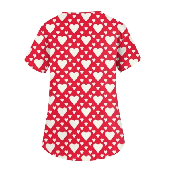 Women's Fashion V-neck Short Sleeve Workwear With Pockets Printed Tops - Image 10