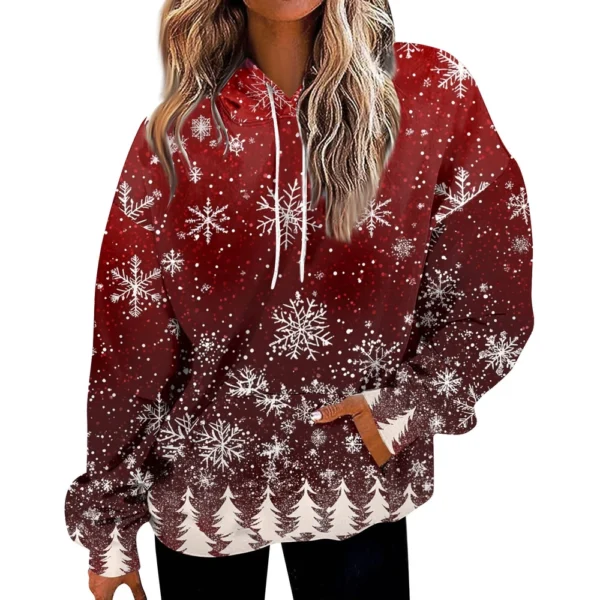 Women'S Fashion Hoodies & Sweatshirts Long Sleeve Drawstring Hoodies Christmas - Image 26