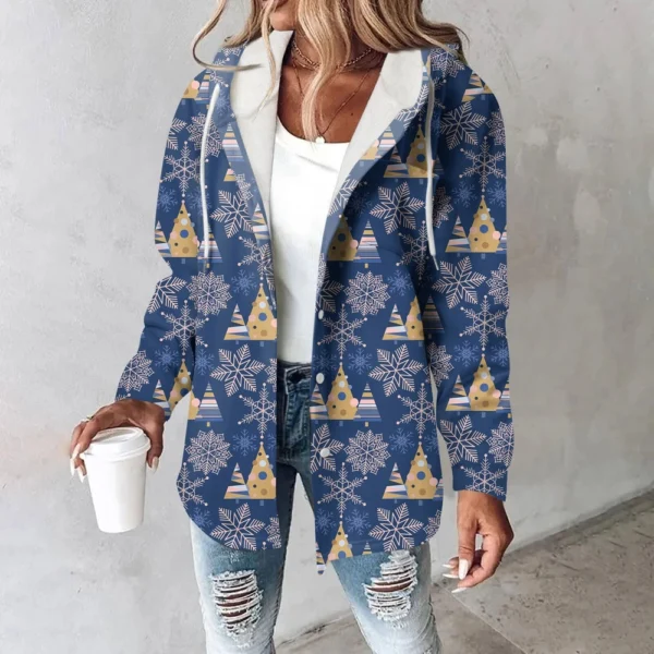Women's Coat Casual And Fashionable Composite Thick And Warm Printed Hooded - Image 31