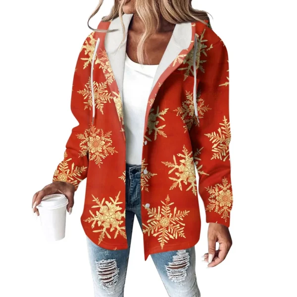 Women's Coat Casual And Fashionable Composite Thick And Warm Printed Hooded - Image 4