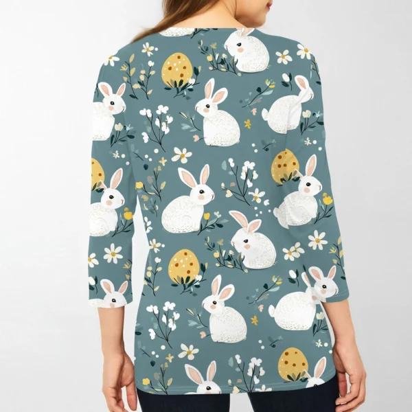 Women's Printed Tops Plus Size Casual Easter Basic Fashion 3/4 Sleeve Pullover - Image 11