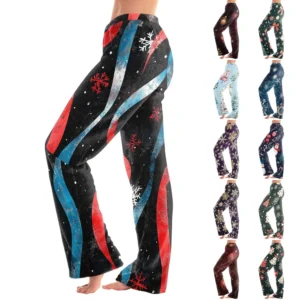Women's Halloween Printed Casual Pants Drawstring Elastic Waist Drawstring