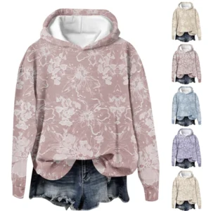Women's Tops Sweatshirt Print Round Neck Hooded Casual
