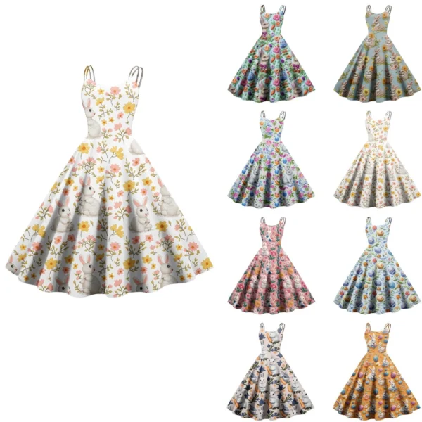Women's Sundresses Dresses Fashion Casual Easter Summer Printed Loose Dress