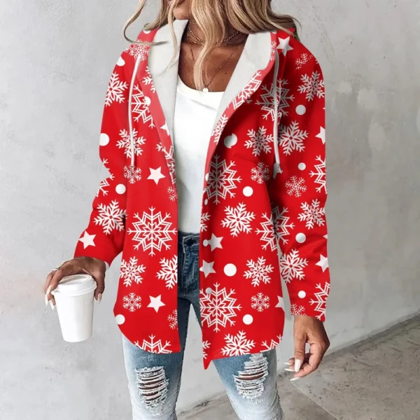 Women's Coat Casual And Fashionable Composite Thick And Warm Printed Hooded - Image 34