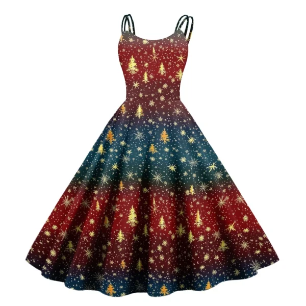 Women's Punk Christmas Strapless Gothic Cocktail Printed Fashion Dress Sexy - Image 14