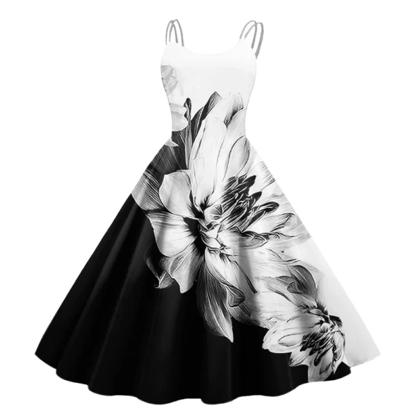 Women's Christmas Fashion Strapless Punk Printed Gothic Cocktail Dress Sexy - Image 4