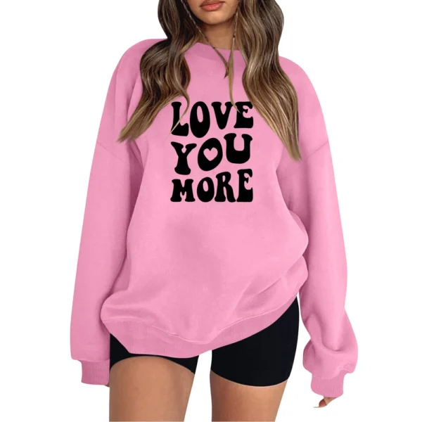 Women's T-shirt Tops Loose, Fashionable And Casual  Valentine's Day Print Round - Image 8
