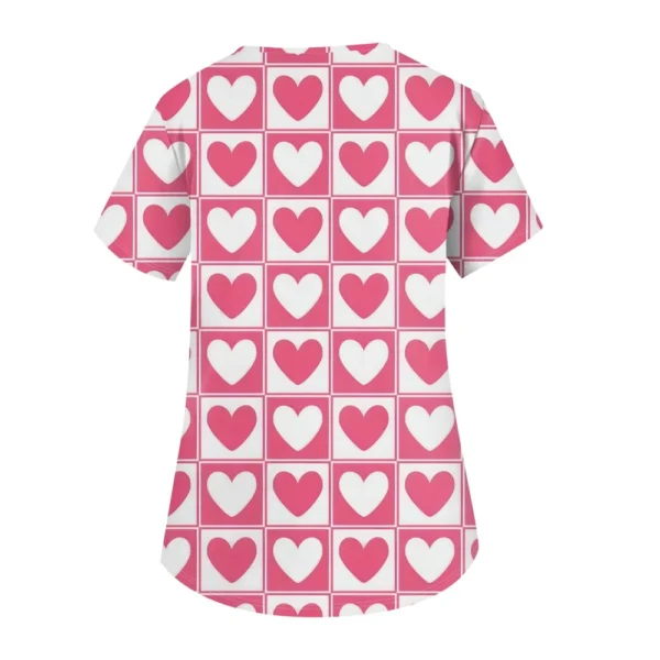 Women's Fashion V-neck Short Sleeve Workwear With Pockets Printed Tops - Image 12
