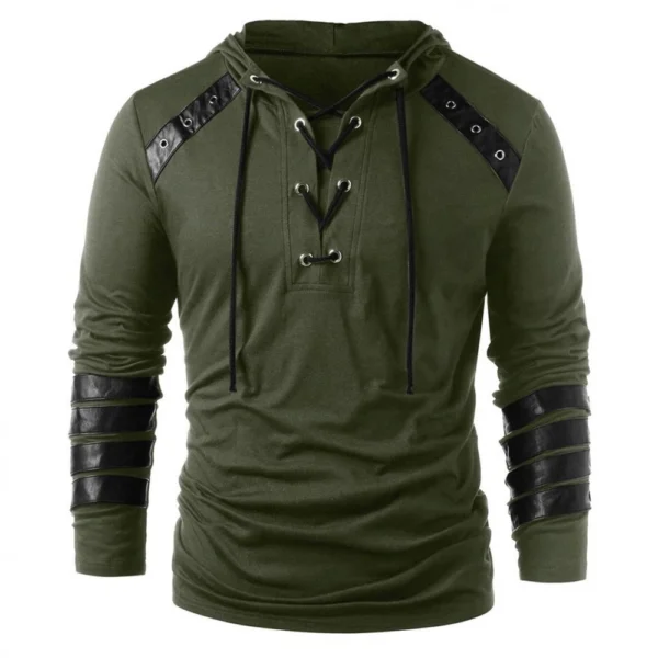 Fall And Winter Hooded Men's Leather Casual Personality Fashion Hoodie - Image 5