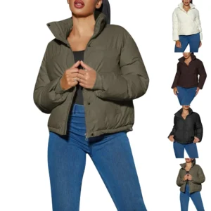 Women's Short Winter Warm Cotton Jacket Single Breasted Zipper Jacket