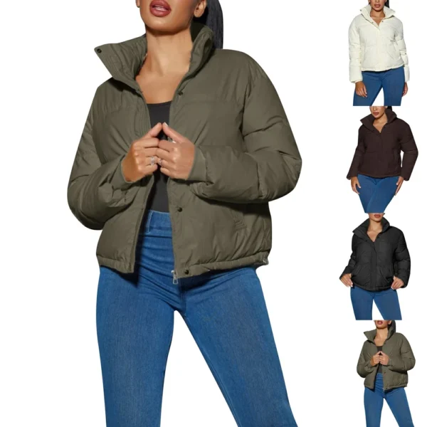 Women's Short Winter Warm Cotton Jacket Single Breasted Zipper Jacket