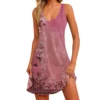 Women's Floral Print Dress, Vest, Skirt With Pockets, Beach Skirt, V-Neck Vest - Image 2
