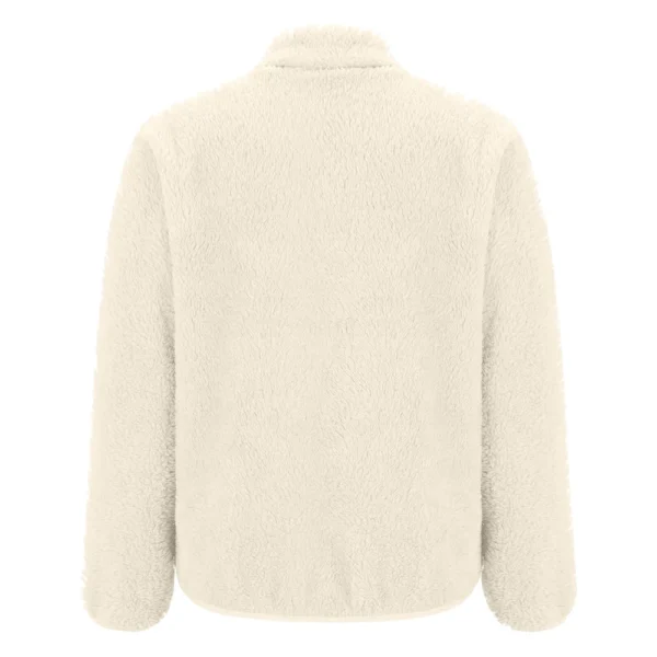 Women's Solid Color Loose High Neck Long Fleece Plush Warm Zipper Jacket - Image 6
