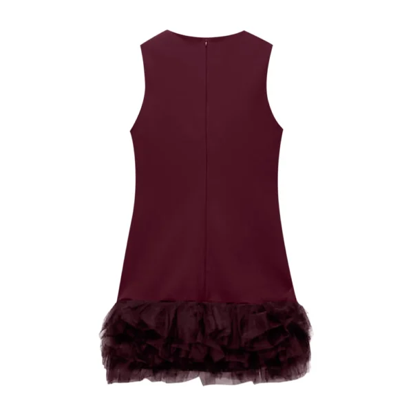 Women's Sleeveless Pleated Dress Pullover Round Neck  Zipper Back Mini Dress - Image 4