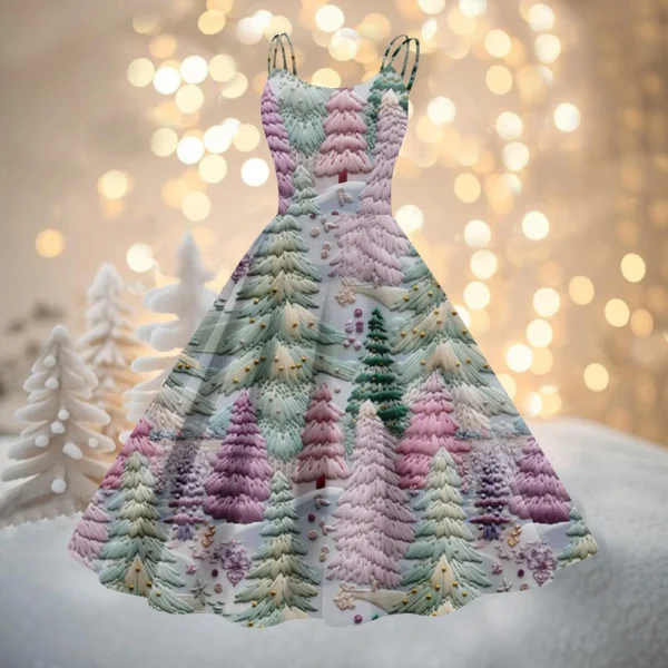 Women's Printed Strapless Gothic Cocktail Punk Sexy Fashion Dress Christmas - Image 25