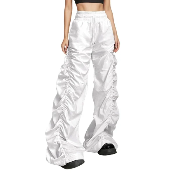 Women's Solid Color Baggy High-waisted Hip Lift Pleated Baggy Lace-up Casual - Image 3