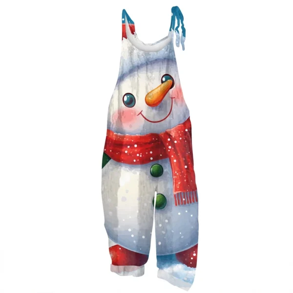 Women's Vintage Casual Print Loose Christmas Jumpsuit Shoulder Strap - Image 20