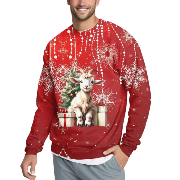 Men's Casual Fashion Comfortable Christmas Printed Round Neck Pullover - Image 11