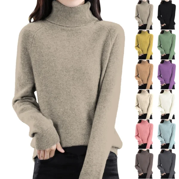 Women's Fashion Wool Long-Sleeved Sweater With Shoulder Insert Solid Color