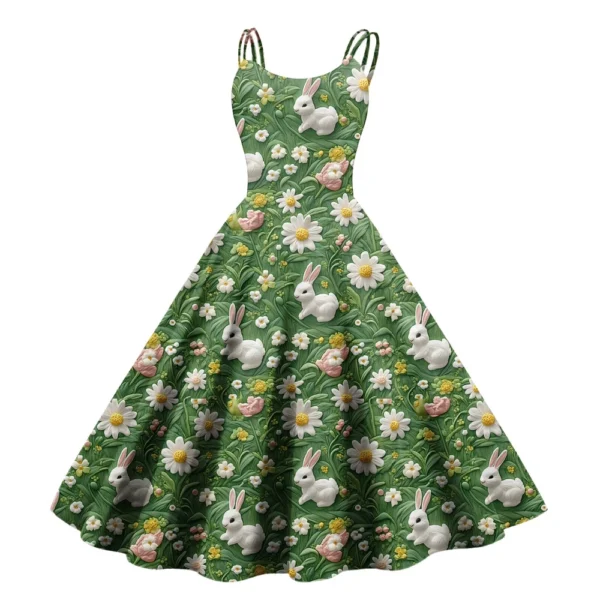 Women's Casual Fashion Print Sexy Off Shoulder Punk Retro Dress Retro Dress - Image 14