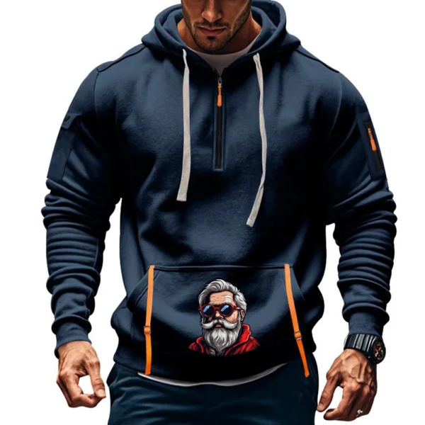 Men's Printed Sweatshirt Hoodie Zipper Arm Pocket Cardigan Men's Sports Large - Image 28