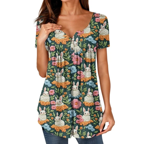 Women's Short Sleeved Fashion Printed Daily Round Neck Loose Casual T-Shirt - Image 7