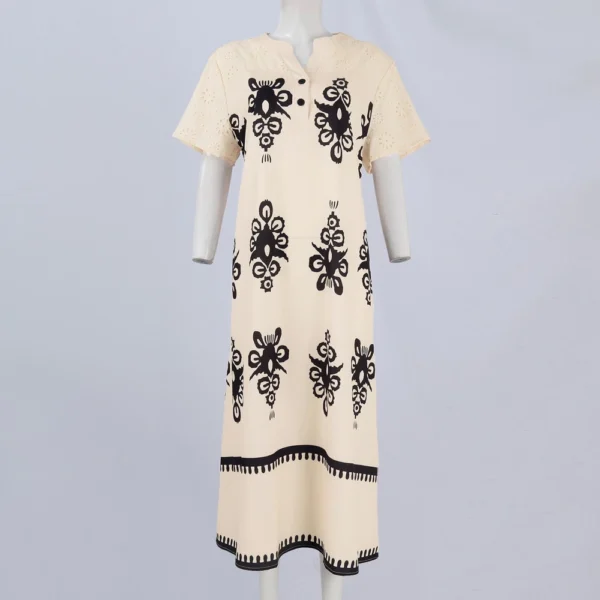 Women's Floral Print Short Sleeve V-Neck Casual Midi Dress - Image 12