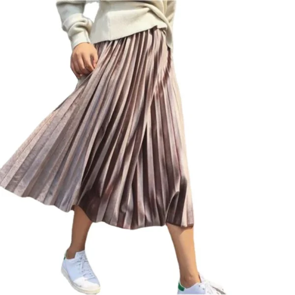 Women's Retro Literary Half Skirt Large Size Skirt Velvet A-line High Waist - Image 6