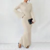 Women's Fall Dresses 2024 Maxi Dresses Solid Flare Sleeve Dress Bodycon Dresses - Image 9