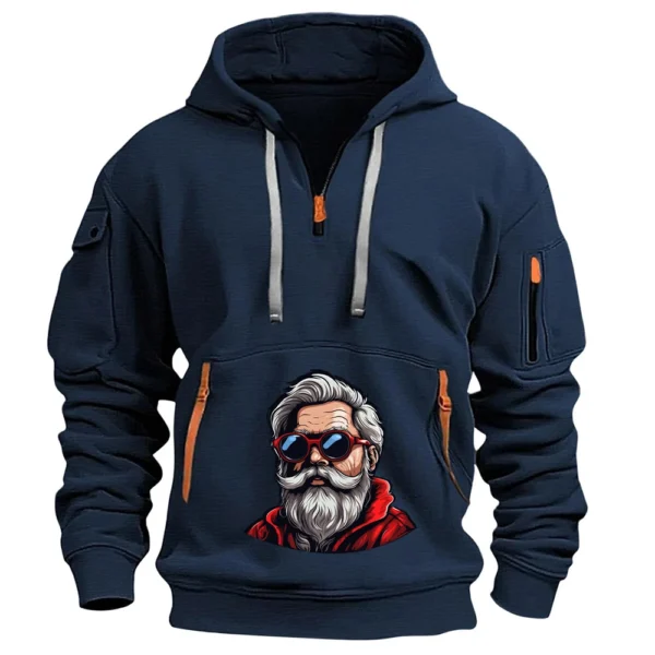 Men's Printed Sweatshirt Hoodie Zipper Arm Pocket Cardigan Men's Sports Large - Image 4
