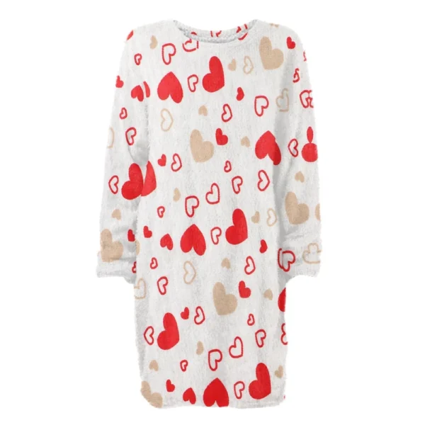 Women's Round Neck Casual Long Sleeve Valentine's Day Plush Gradient Plaid - Image 11