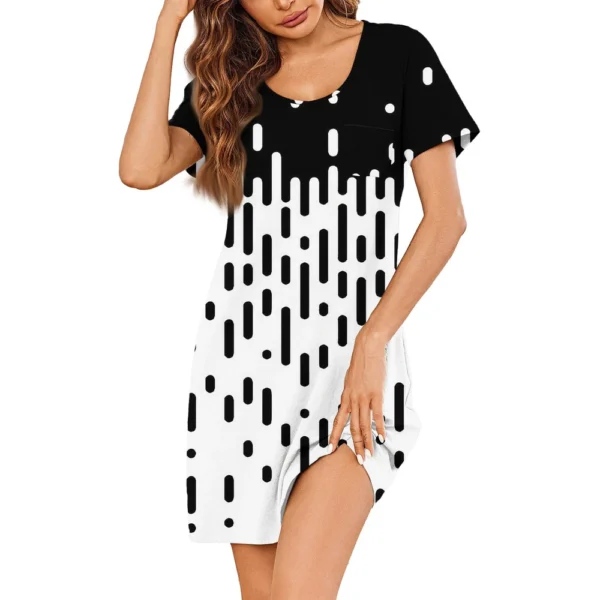Womens Summer Dresses Short Sleeve Linen Casual T-Shirt Dresses Swing Beach - Image 35